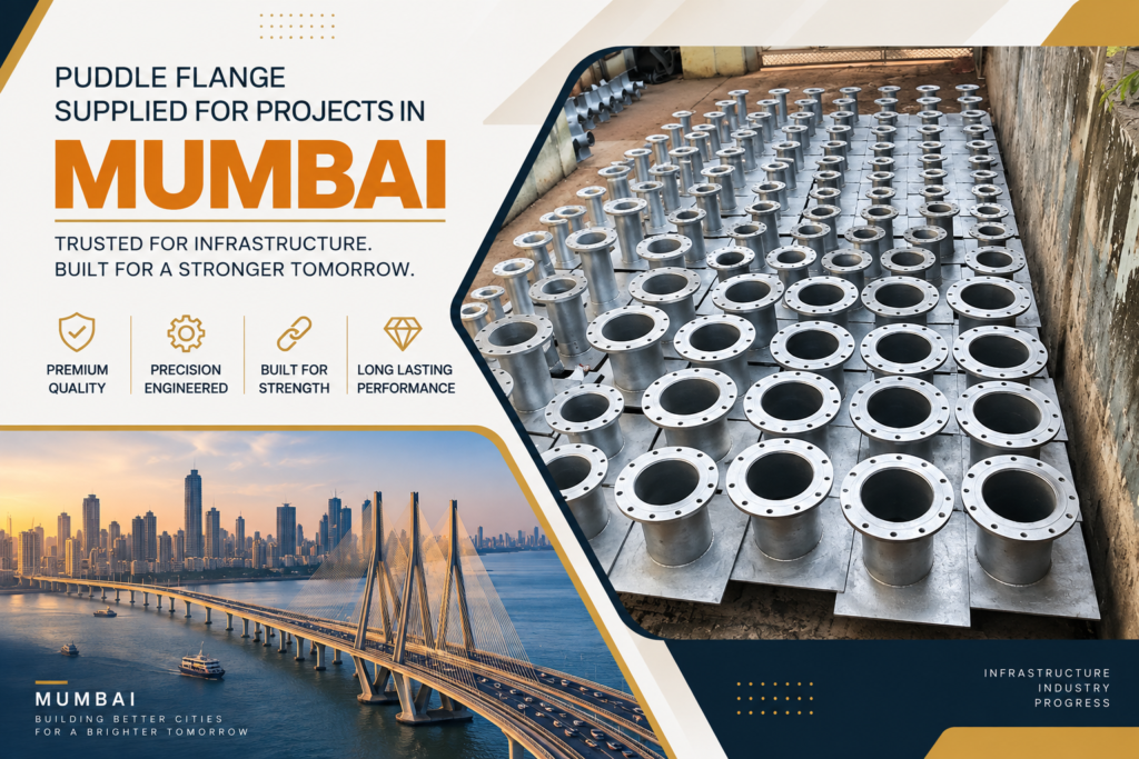 hot dip galvanized puddle flanges manufactured by precise lifts and conveyors for projects in mumbai