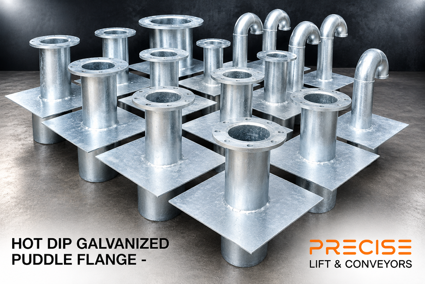 hotdipgalvanizedpuddleflangebypreciseliftconveyorsindia copy